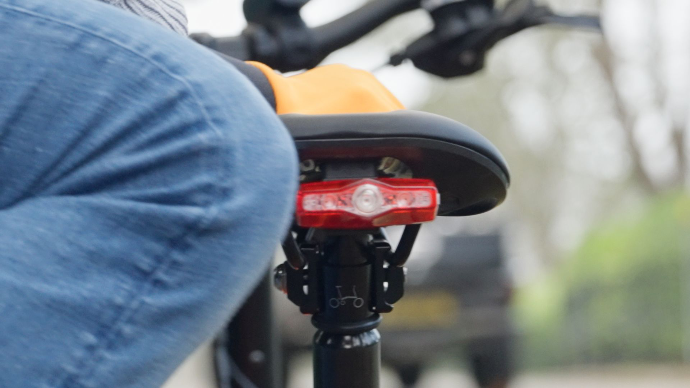 Brompton VIZ 150 saddle mounted light on bike