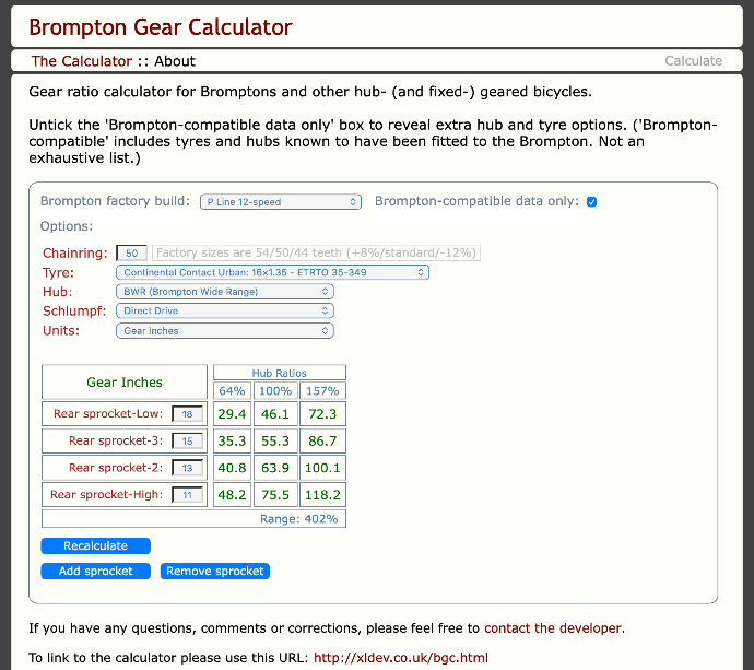 Brompton gear calculator